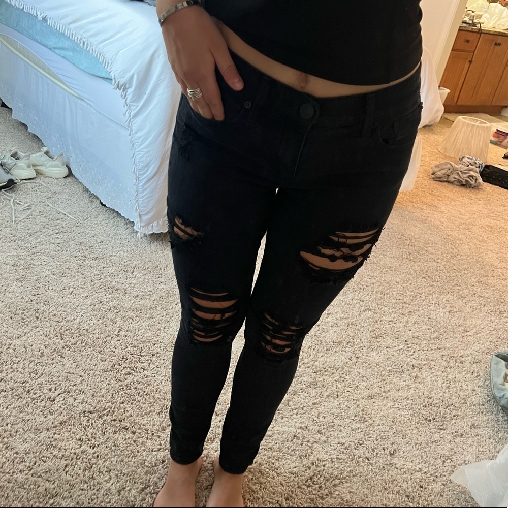 Express Black Ripped Jeans Size 4 Short